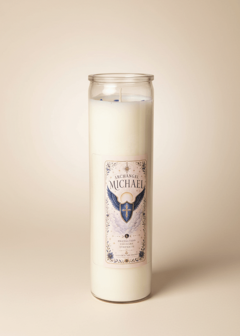 Archangel Michael Prayer Candle | Crystal-Infused Protection & Strength Candle