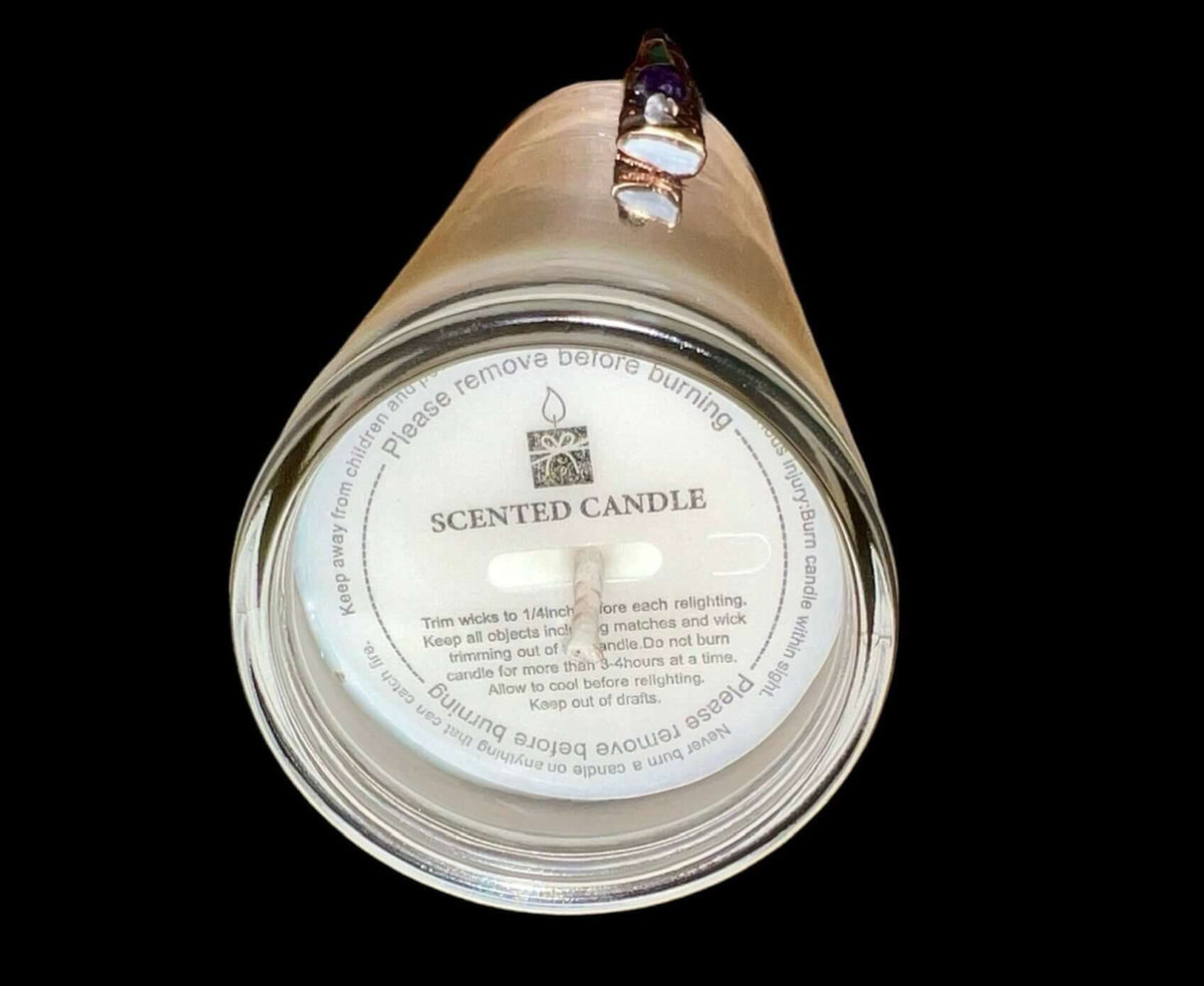 Buy chakra crystal prayer candles online. Scented soy-coco wax blends.