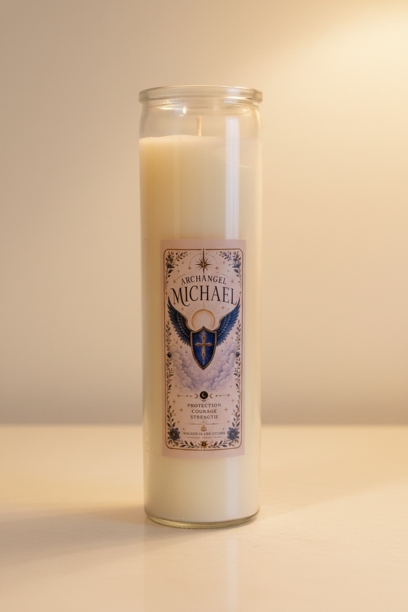 Archangel Michael Crystal Infused Custom Prayer Candle