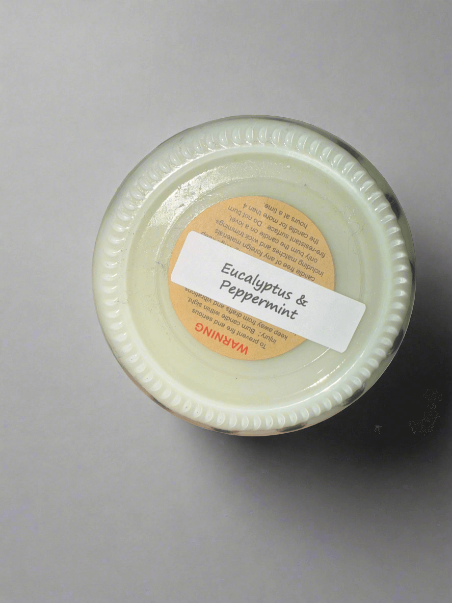 Eucalyptus Peppermint Soy Candle – 8 oz Clear Glass Jar Holly's Hand Poured Hobbies Candle Shop