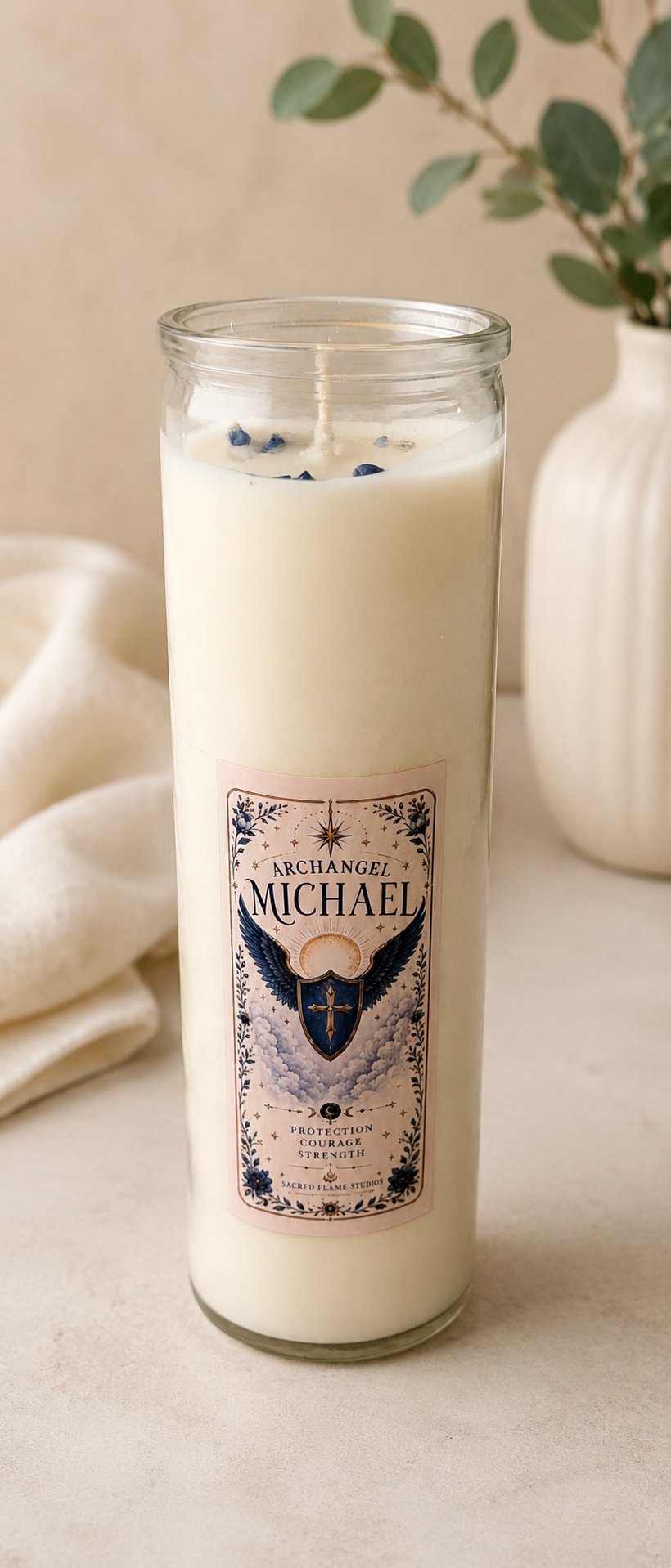 Archangel Michael Crystal Infused Custom Prayer Candle