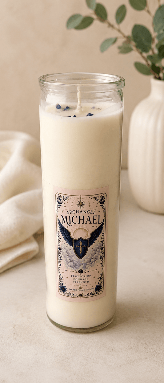 Archangel Michael Crystal Infused Custom Prayer Candle