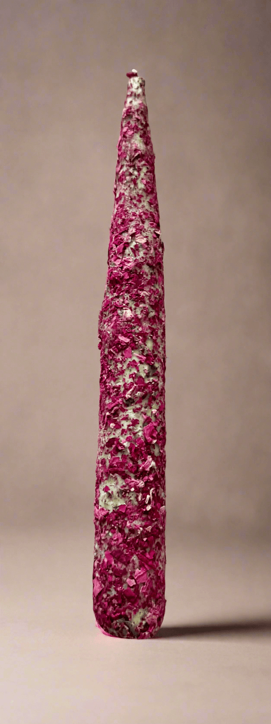 Rose Petal Dressed Ritual Taper Candle – 8” Soy Wax Love & Blessings
