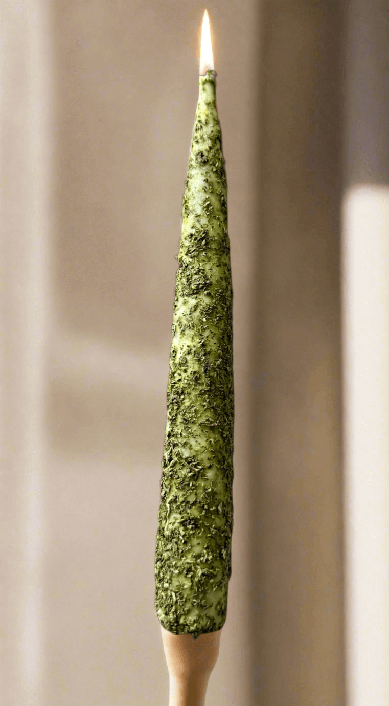 Rosemary Dressed Soy Taper Candle – 8” Cleansing & Protection