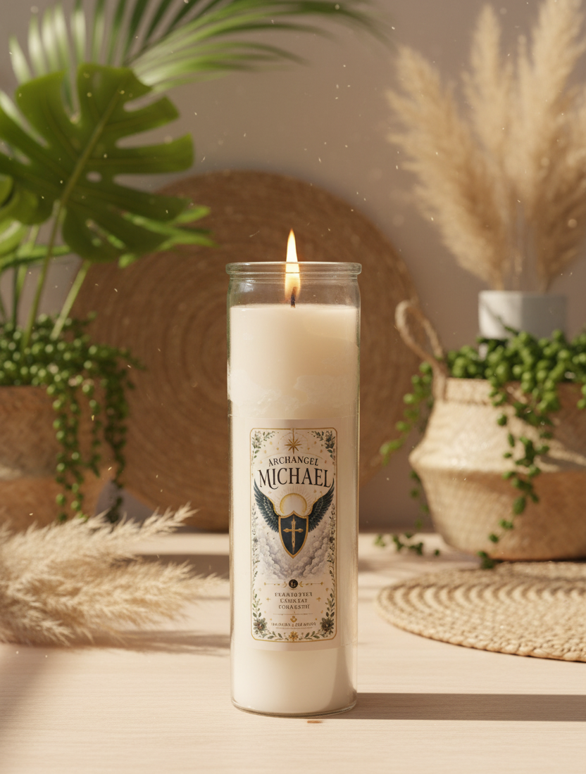 Archangel Michael Crystal Infused Custom Prayer Candle