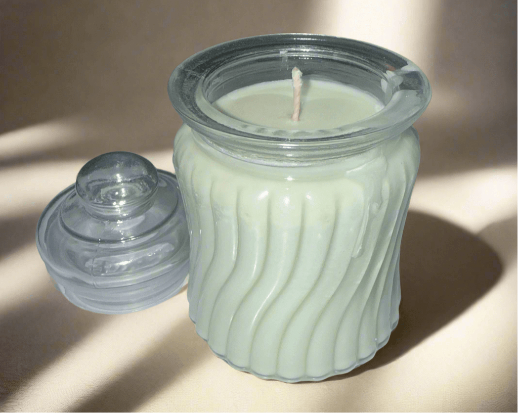 Eucalyptus & Peppermint Scent 8 oz Glass Jar Candle Holly's Hand Poured Hobbies Candle Shop