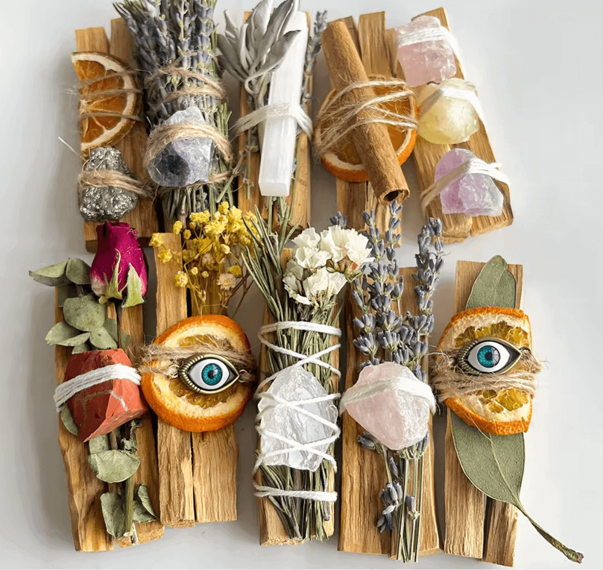 Energy Cleansing Palo Santo, Lavender & Rosemary Smudge Stick with Amethyst Hollys Artisan Candle Shop