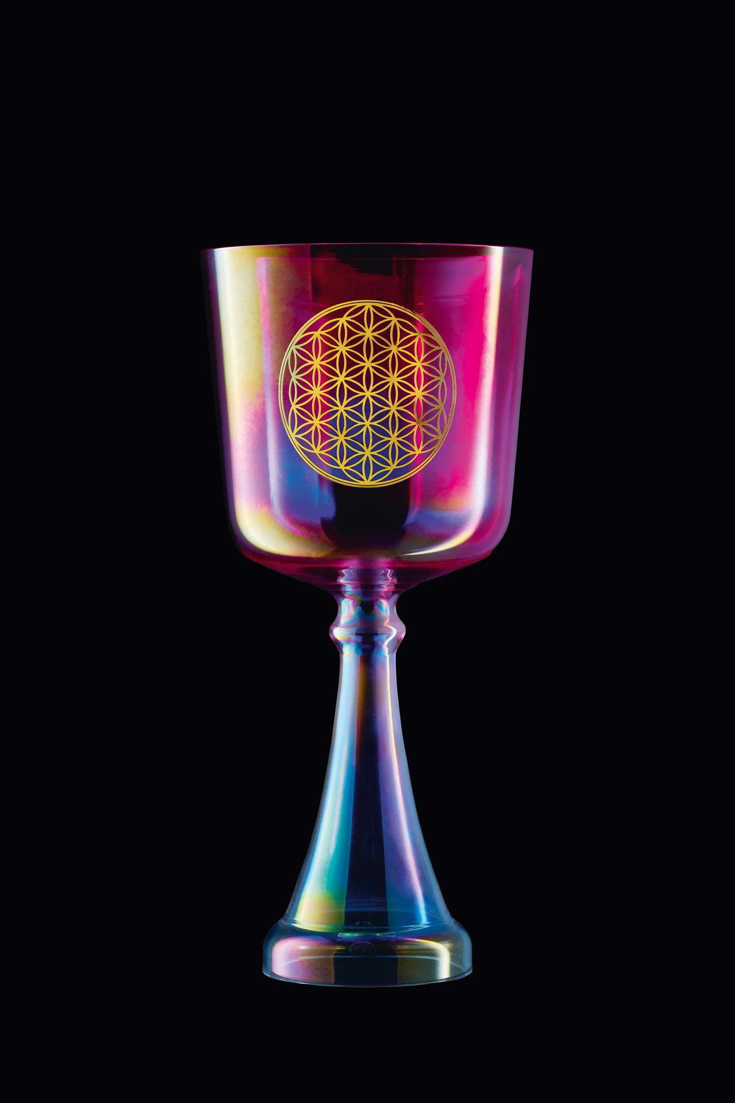 6" Crystal Singing Chalice, F4, Pink, Heart Chakra, Flower of Life