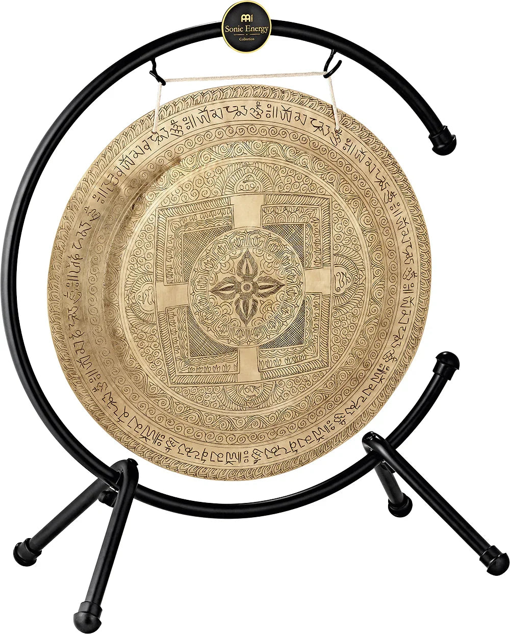 22" Indian Premium Wind Gong with Stand, Hand-engraved Mantra