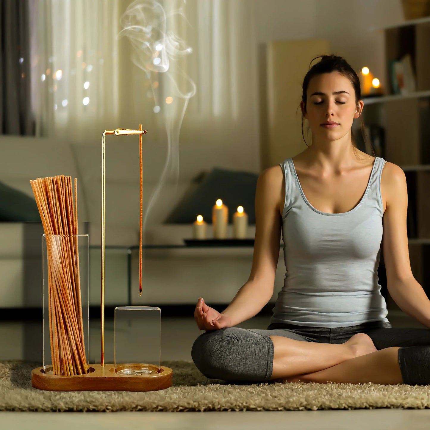 Hanging Incense Burner & Glass Ash Catcher with Storage