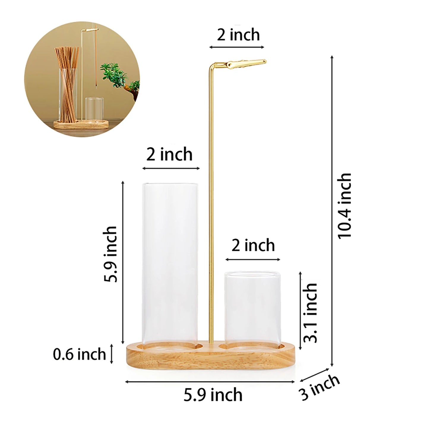 Hanging Incense Burner & Glass Ash Catcher with Storage
