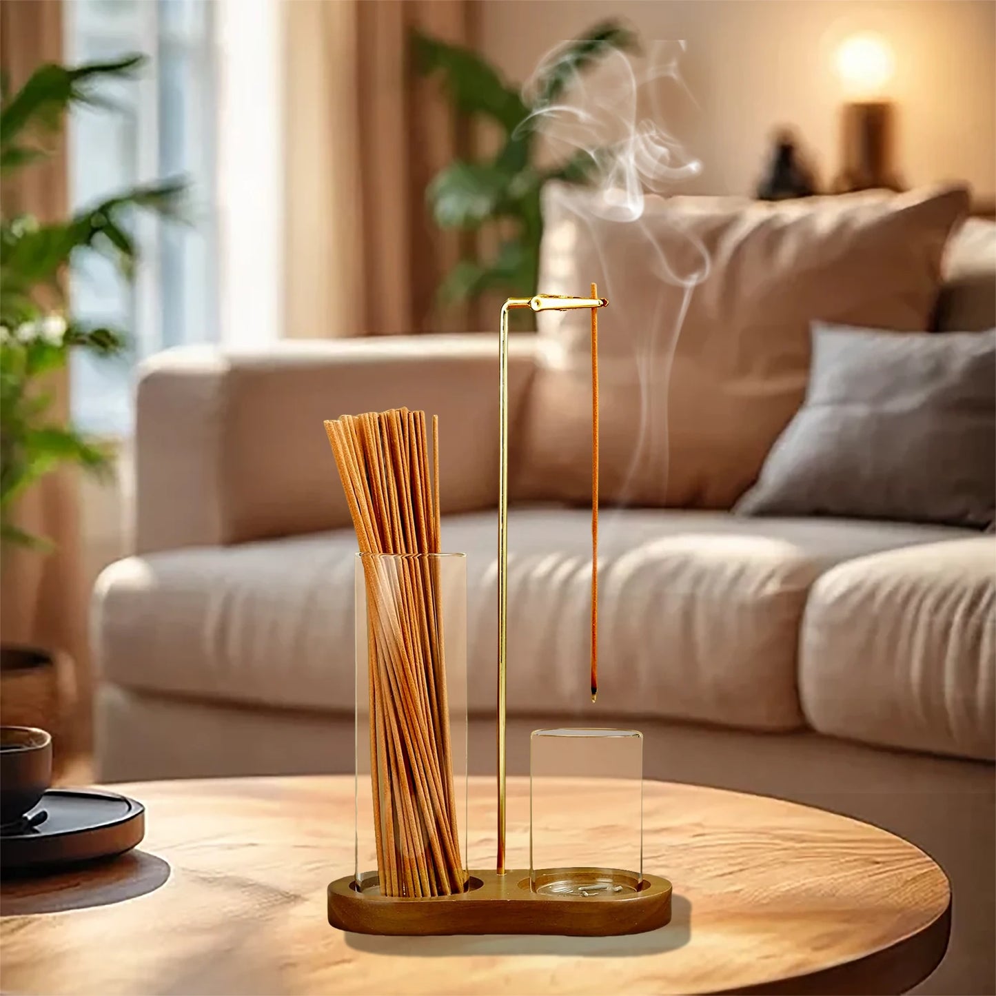 Hanging Incense Burner & Glass Ash Catcher with Storage