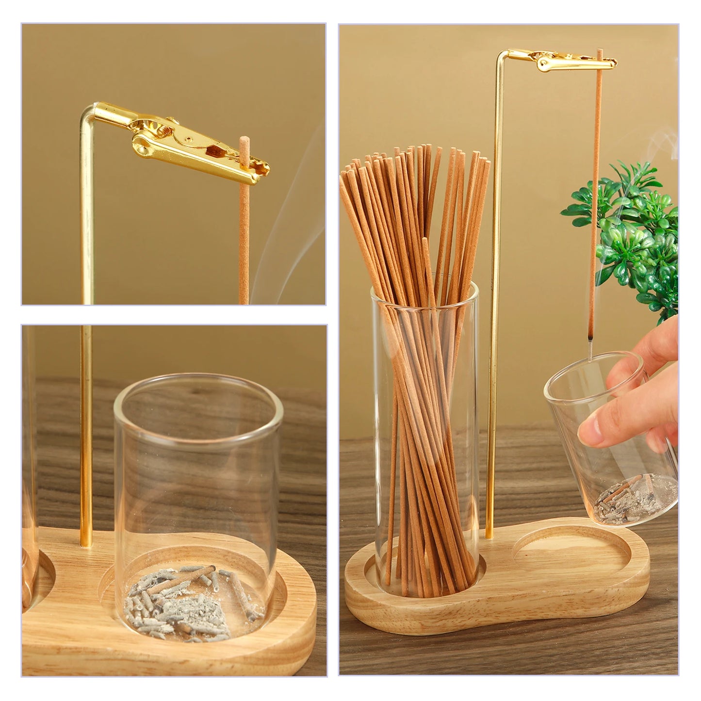 Hanging Incense Burner & Glass Ash Catcher with Storage