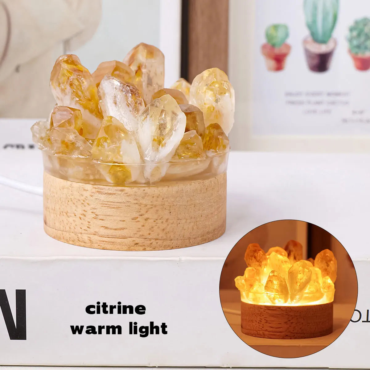 Natural Crystal Cluster Glow Lamp | Amethyst & Citrine-Style Crystal Night Light