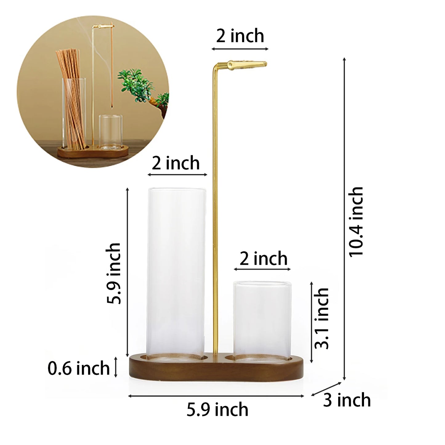 Hanging Incense Burner & Glass Ash Catcher with Storage