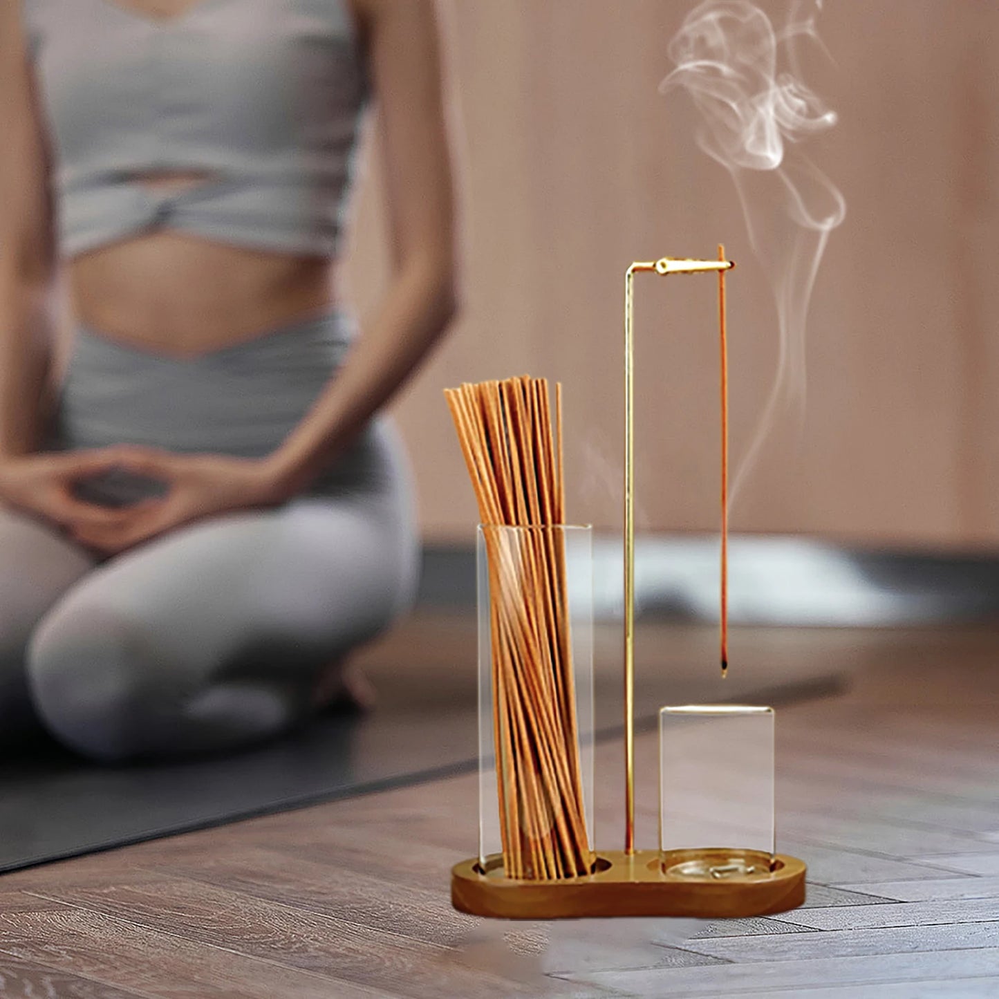 Hanging Incense Burner & Glass Ash Catcher with Storage