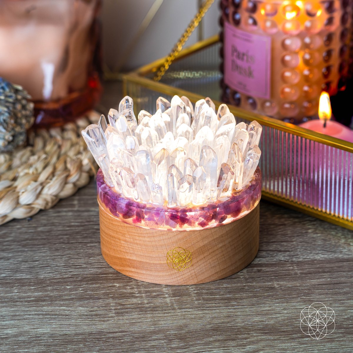 Find My Peace - Quartz & Tourmaline Lamp of Blooming Tranquility Conscious Items